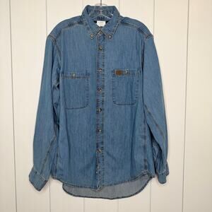 Wrangler Riggs Workwear Denim Utility Shirt Large Workwear Button Up